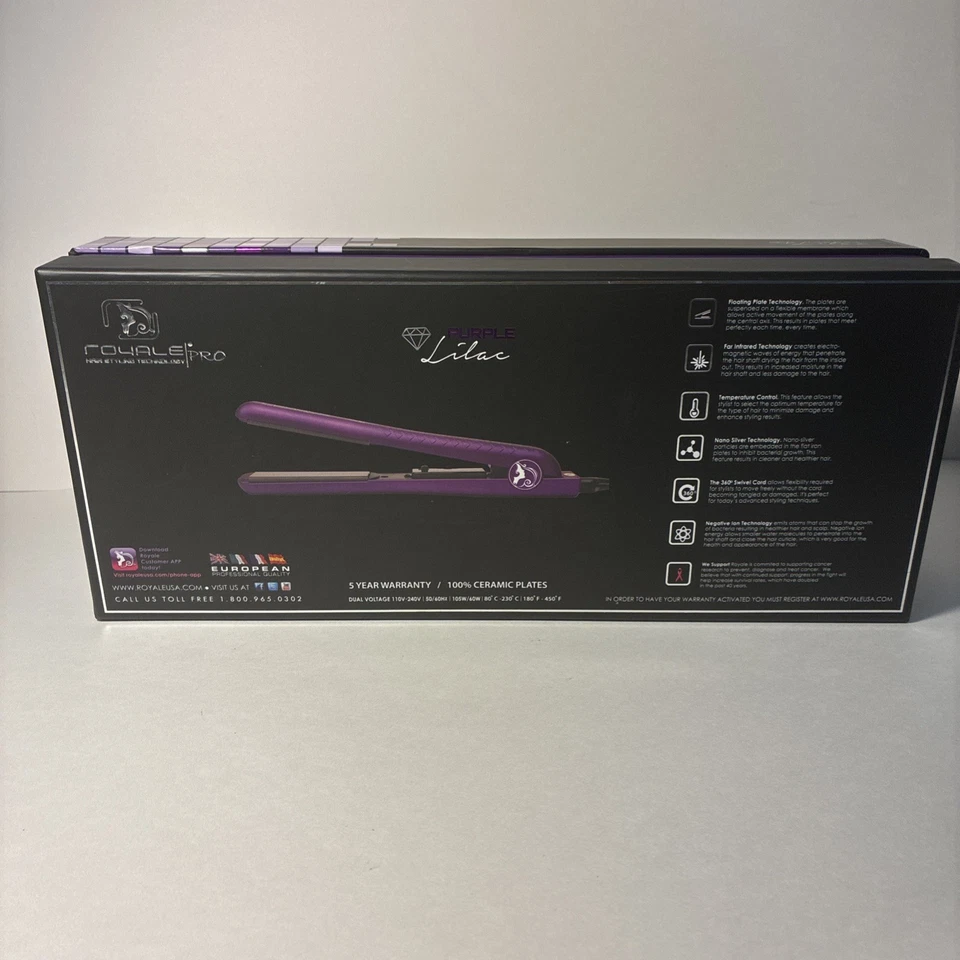 Plancha de peinado Royale Pro de cerámica púrpura lila Foto 2 de 4