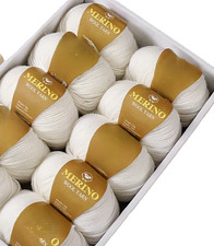 Merino Wolle- 5 x 50 gr. -weiß-siehe Foto!!(dunkle Banderole!)