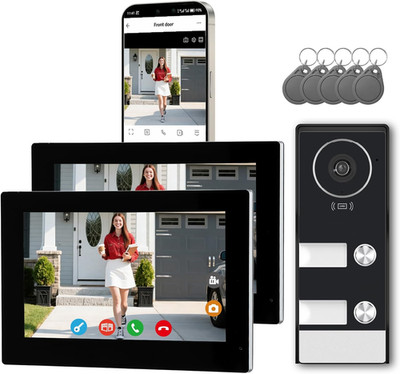 Smart Home Video Intercom System,Wired Video Doorbell with 2X 7-Inch Touch Scree