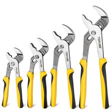 TOPLINE 4-piece Groove Joint Pliers Set with Bi-Material Handles, Tongue