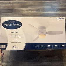 Harbor Breeze Mazon 44” Ceiling Fan White White/Graywash Blades LED Flush Mount