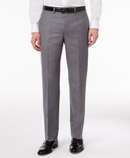 Calvin Klein Men's Gray Slim-Fit Solid Performance Dress Pants Size 36W 30L