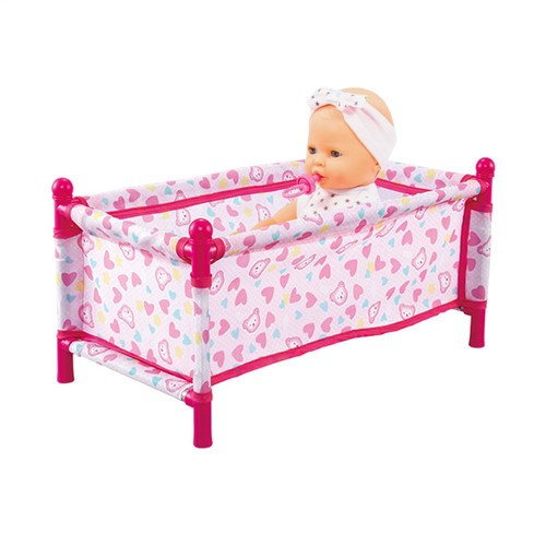 Pretend Play Toy Kids Doll Bed Pink Girls Toy Baby Doll Accessory Mini Doll Crib - Picture 4 of 12