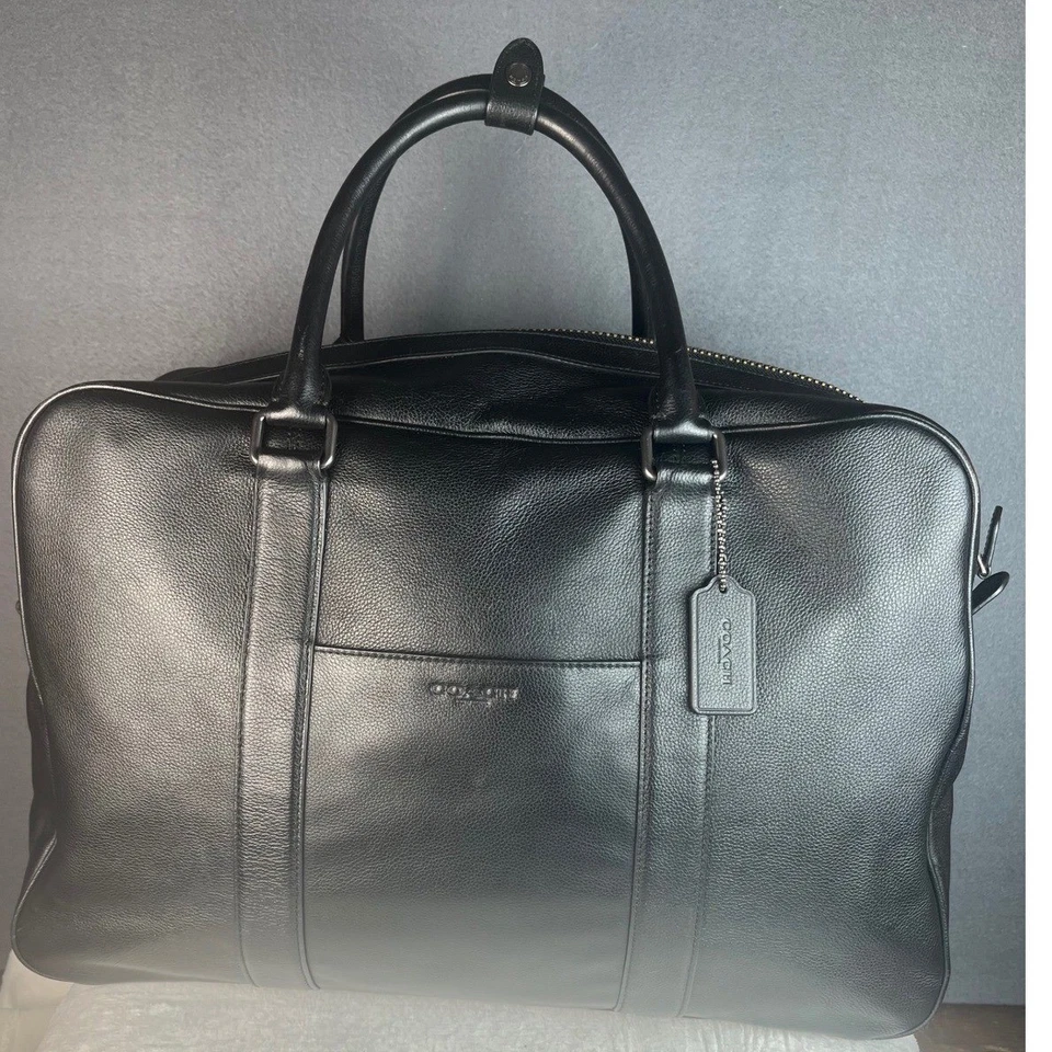 Bolso de Lona para Laptop Coach Metropolitan F27614 Cuero Guijarro Negro Foto 4 de 4