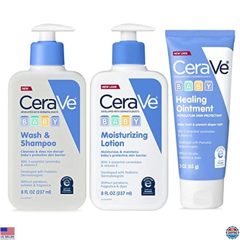 Baby Bath Set: 8oz Wash & Shampoo, 8oz Lotion, 3oz Healing Ointment, Tear-Free
Opens in a new window