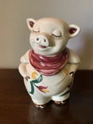 Vintage 1940s Tulip Floral Shawnee Pig Cookie Jar Smiley USA Americana