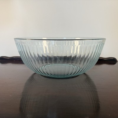 Pyrex 7404-S Soda Lime Blue Tint Glass 4.5 Qt Ribbed Mixing Bowl 11 