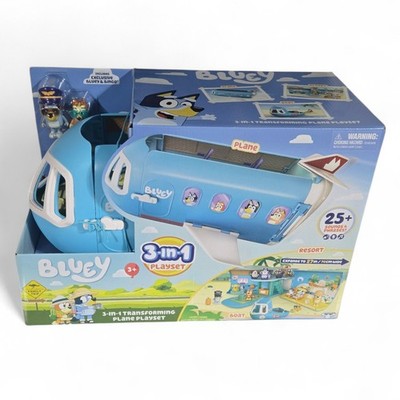 BLUEY 3-IN-1 Transforming Plane Playset - 3+ Age - Includes 2 Figures - New!!