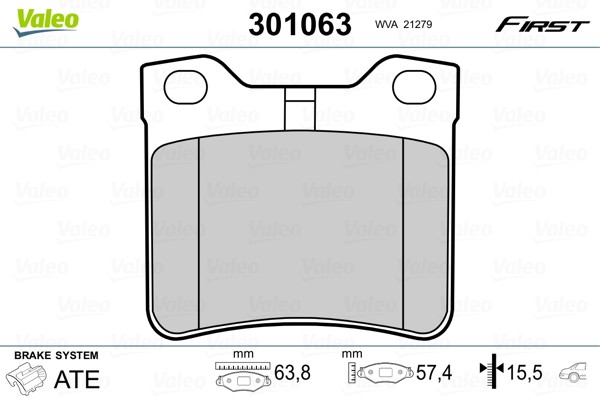 Fits VALEO 301063 BRAKE PADS FIRST
