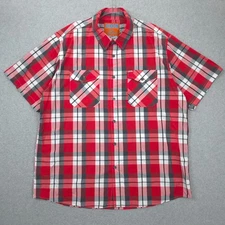 Dixxon Shirt Mens 3XL The Skipper Short Sleeve Plaid D Lux Bamboo Blend Button