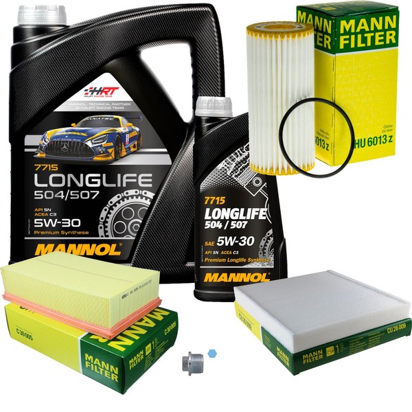 MANN-FILTER Inspektionspaket Mannol 6L Longlife 5W-30 FüR VW Golf VII 2.0 GTI-image