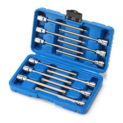 3/8''Drive Extra Long Torx Bit Socket Set, 12 Piece Torx Star Bit Set, T10 to ...