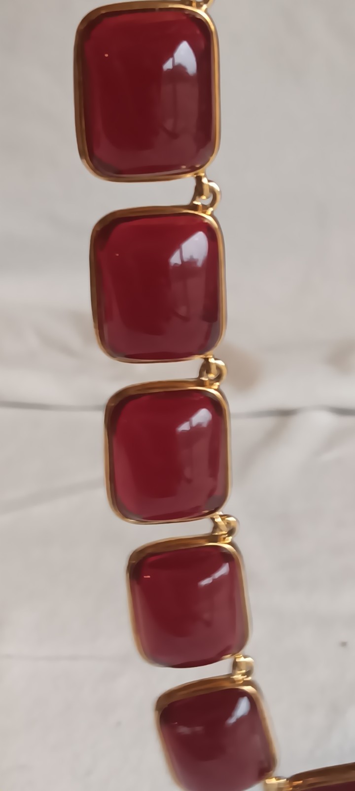 Vtg. KJL Kenneth Jay Lane Red Jelly Cabochon Gold… - image 4