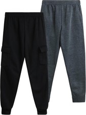 Quad Seven Boys Sweatpants - 2 Pack Fleece Active 12-14, Charcoal/Black