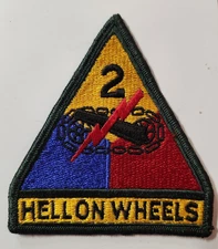 US ARMY 2ND ARMORED DIVISION HELL ON WHEELS US GOVERNMENT ISSUE PATCH - VINTAGE!
