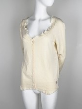John Galliano 2006 Vintage Ivory Wool Silk Cardigan Knitted Asymmetric Top M