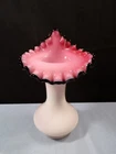 Fenton Milk Glass Black Rose Crest Jack in the Pulpit Vase 8 5/8" Tall
