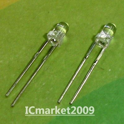 200 PCS LED 3MM 2 Pin Round Yellow Superbright LED Light Emitting Diode ...