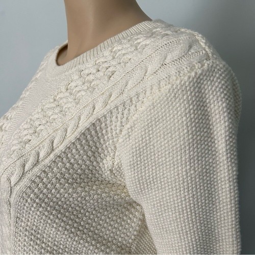 LL Bean Signature Fisherman short sleeve nwot womens medium ivory cotton sweater - Picture 5 of 11