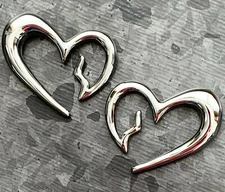 PAIR Surgical Steel Heart Breaker Tapers Ear Plug Earring Gauge Lobe Expander
