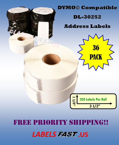 Dymo Compatible LabelWriter 30252 White Paper Rolls Twin Turbo Duo - Picture 53 of 70