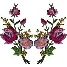 Pair of Flower Embroidered Patches Iron Sew On Embroidery Patch Arts and Crafts
