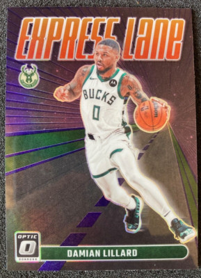 2023-24 Donruss Optic #5 Damian Lillard PURPLE Holo Express Lane. Bucks