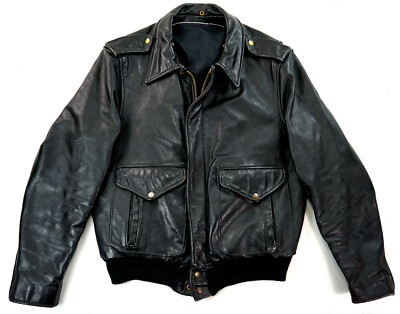 BRANDED A-2 US Piloten Aviator Biker Motorrad Bomber Lederjacke Schwarz 56 XL