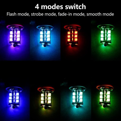 Pair H11 H8 RGB Colourchange LED fog light bulbs remote control 12v headlight - Picture 5 of 10