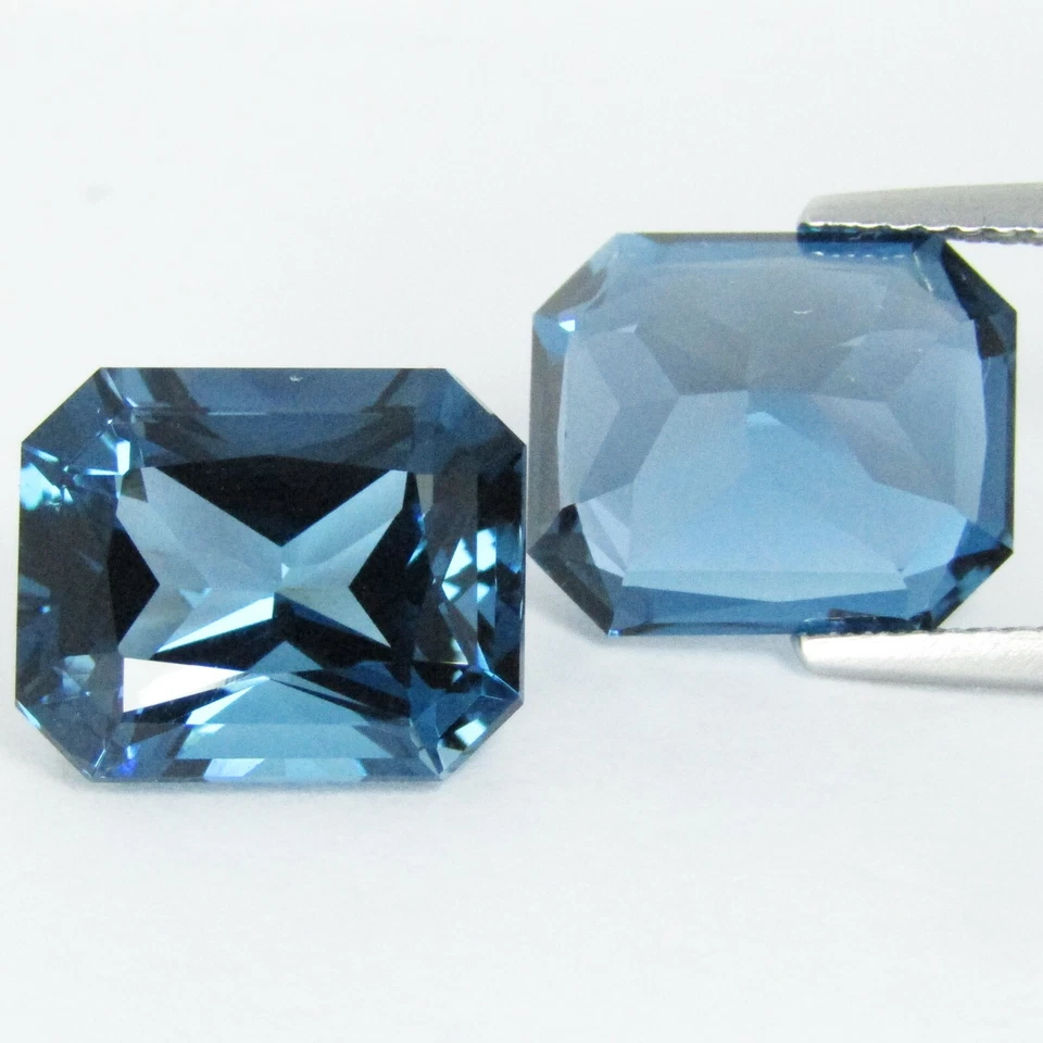 15.68Cts Natural London Blue Topaz 12X10mm Radiant Cut Matching Pair REF VIDEO - Image 3 of 4