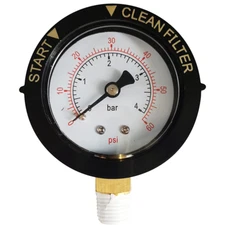 Pressure gauge compatible with For Pentair Sta-rite 1-1/2-inch multiport valves