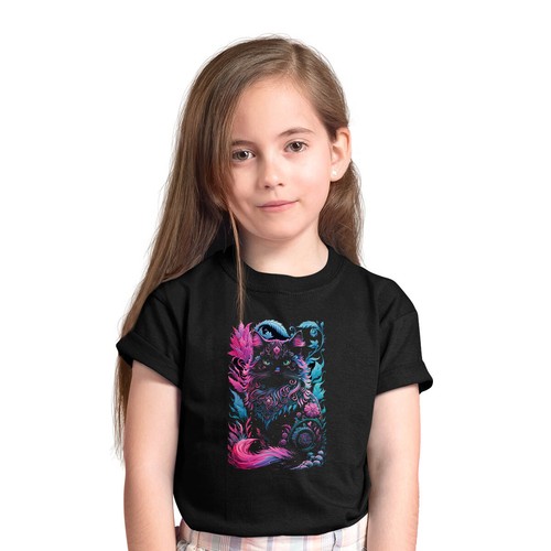 Mystical Cat Illustration Sassy Cat Magic Black T-Shirt - Picture 17 of 26