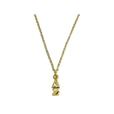 Gold Delta Zeta DZ Sorority Lavaliere Necklace, 18 inch chain, FREE SHIPPING