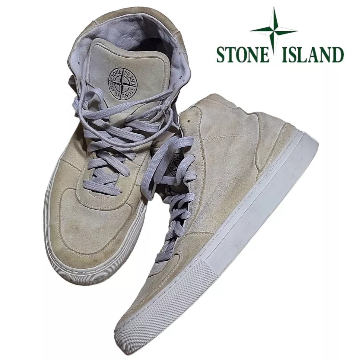 STONE ISLAND Grime Rubber-Trimmed Leather and Ripstop Sneakers for Men | MR  PORTER