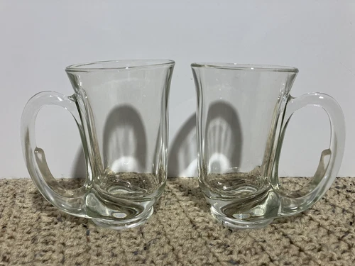 Set of 2- Vintage (1980’s) Tiara Indiana Glass Hunter Horn Glass Mugs
