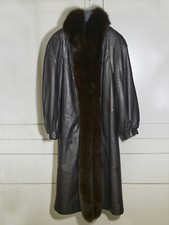 Rallee Dark Chocolate Brown Leather Coat With Dyed Brown Fox Trim.