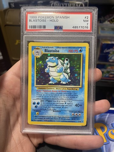 ๐ง๐ PSA 7 Blastoise Portuguese - ERROR LABELED Spanish - Base Set 1999 ๐๐ง - Picture 2 of 11