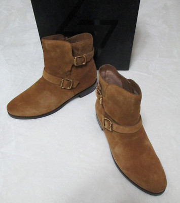 27 EDIT Kaiser Whiskey Suede Leather Ankle Zip Comfort Moto Boots-Upscale- 11M