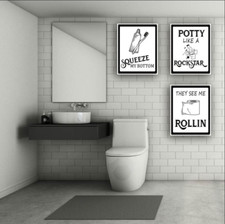 Funny Bathroom Wall Art Prints Farmhouse Decor Pictures Signs Quotes Gag Gift