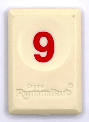 Rummikub Tile Red 9 Game Replacement Piece Smooth Number Engraved Back Pressman