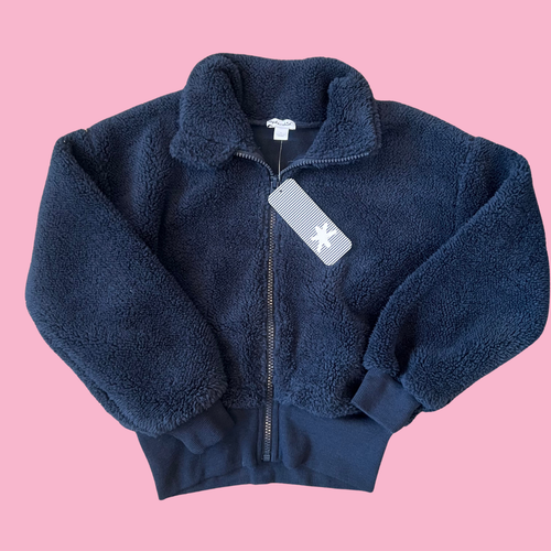 NWT Splendid Kids Navy Sweat Set Fuzzy Fleece Jacket & Joggers Size 6/7 - 第 2/6 張圖片