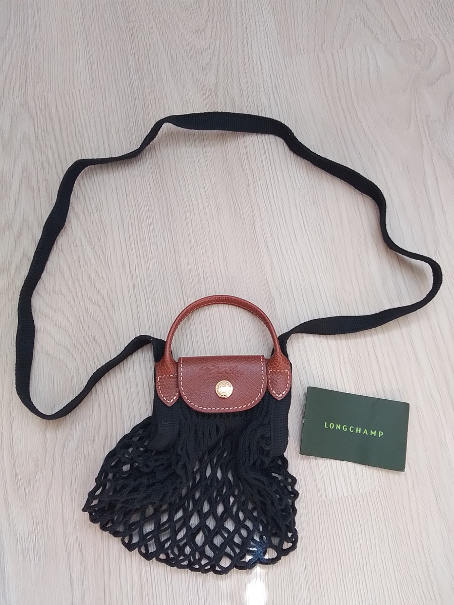 Schultertasche Longchamp Le Pliage Filet Mesh Bag XS, schwarz