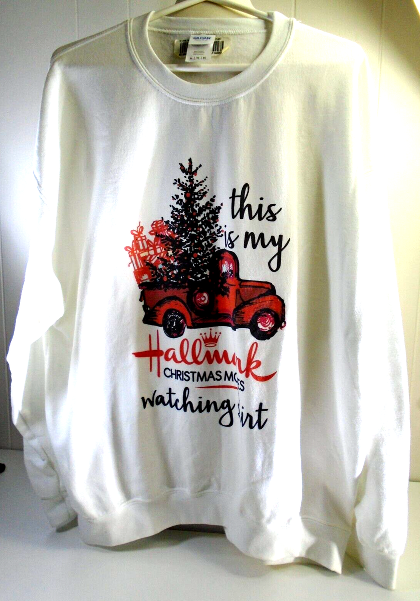 Vtg Hallmark Channel Christmas Movie Watching Sweater Womens XL