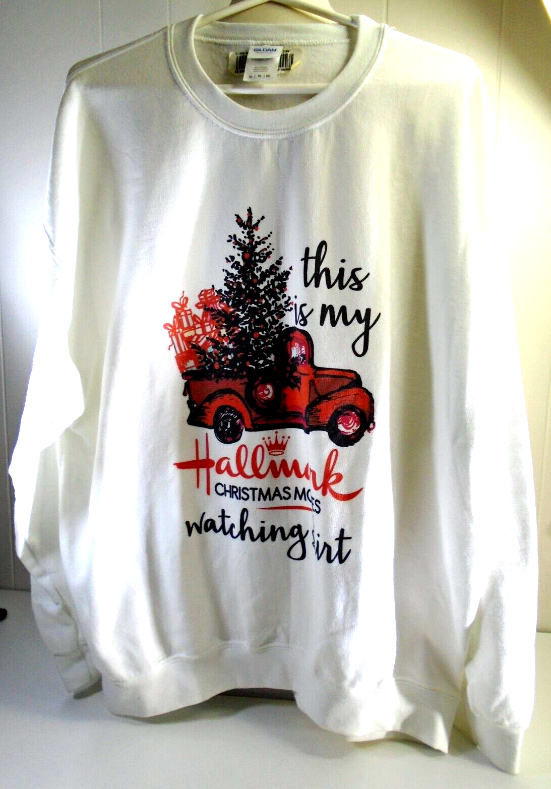 Vtg Hallmark Channel Christmas Movie Watching Sweater Womens XL WHITE BNWT  | eBay