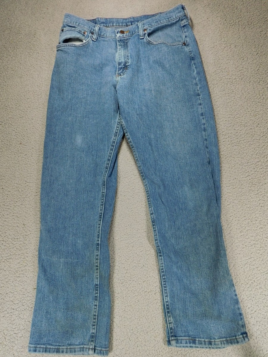 Wrangler Mens Jeans Denim Blue Relaxed Fit Comfort Size 34x30