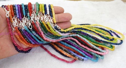 Lots 2x4mm Faceted Assorted Multiple Roundel Gemstone Beads Necklace 18''