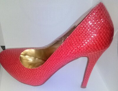 Steve Madden Shoes Red-orange High Heel Snakeskin Pumps