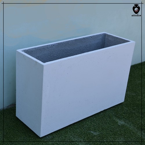Fioriera In Cemento Bianco Arreden – Rettangolare H.50 Cm, Esterno, Resistente Al Gelo, Made In Italy