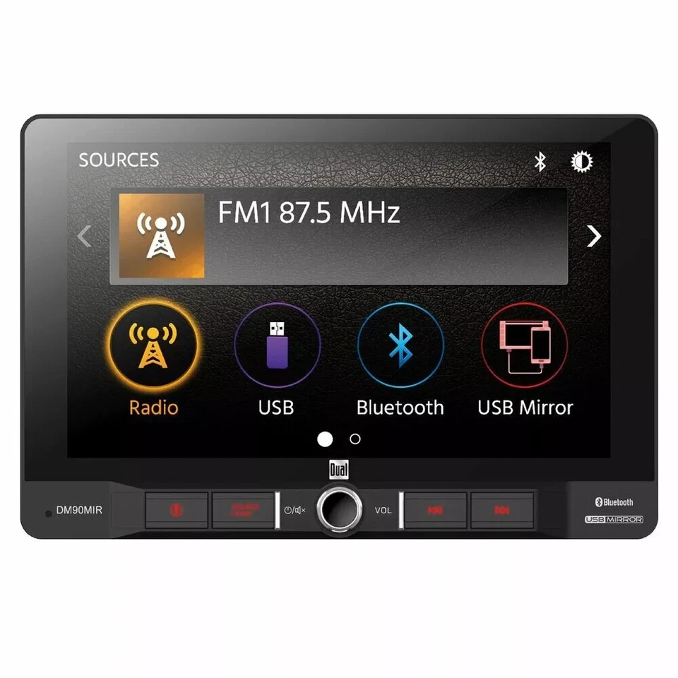9" DM90MIR Single DIN Bluetooth USB Mirroring Mech-less Car Media Receiver - NEW - Image 2 of 4