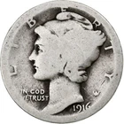 [#1211616] United States, Dime, Mercury Dime, 1916, Philadelphia, Silver, VG, KM